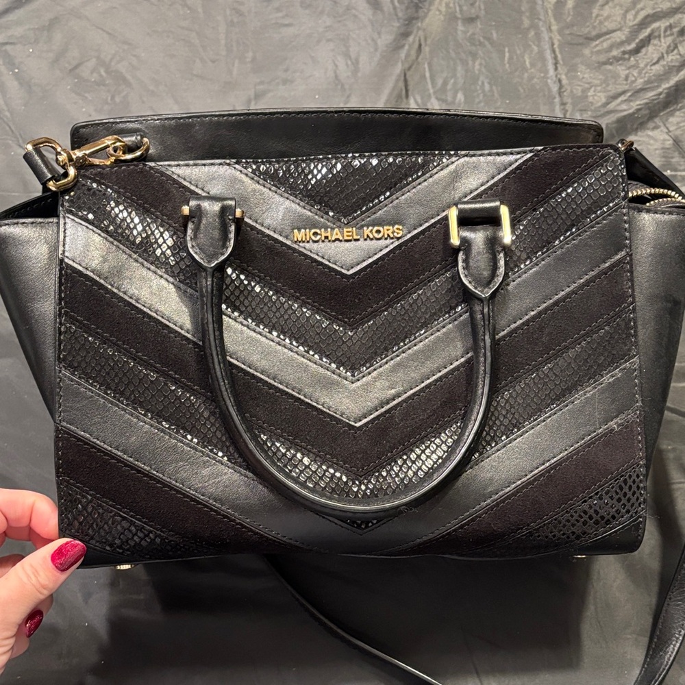 Michael Kors Black Chevron Satchel